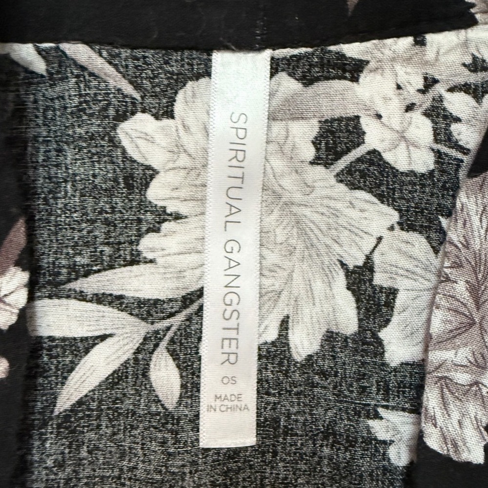 Spiritual Gangster Black White Floral Kimono Duster Cardigan OS Boho Fairy - Picture 8 of 9